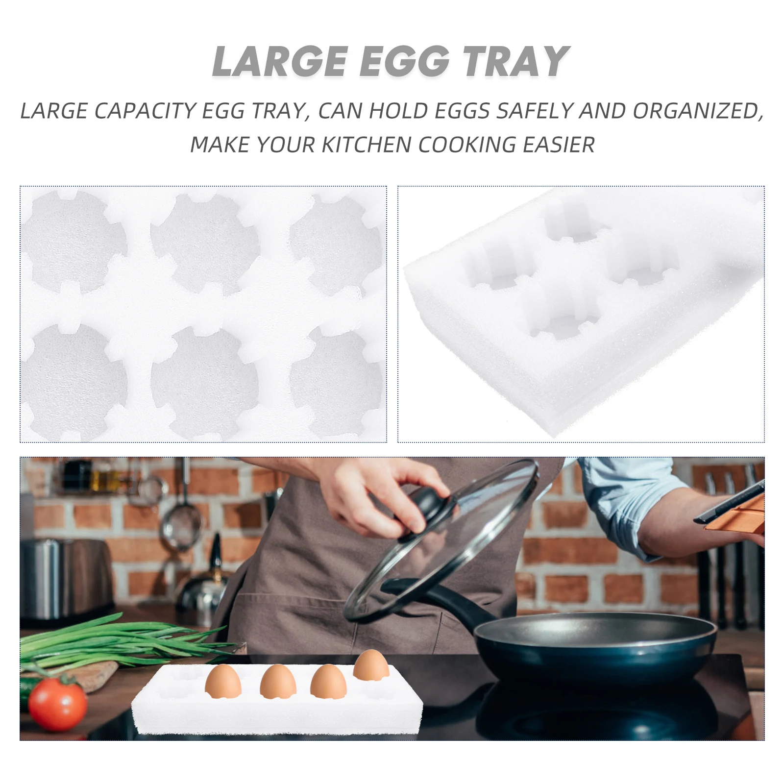 

2 Sets 10 Grids Egg Trays Safe Durable Foam Shock Proof Large Capacity Kitchen Refrigerator ganizer Food Container Storage