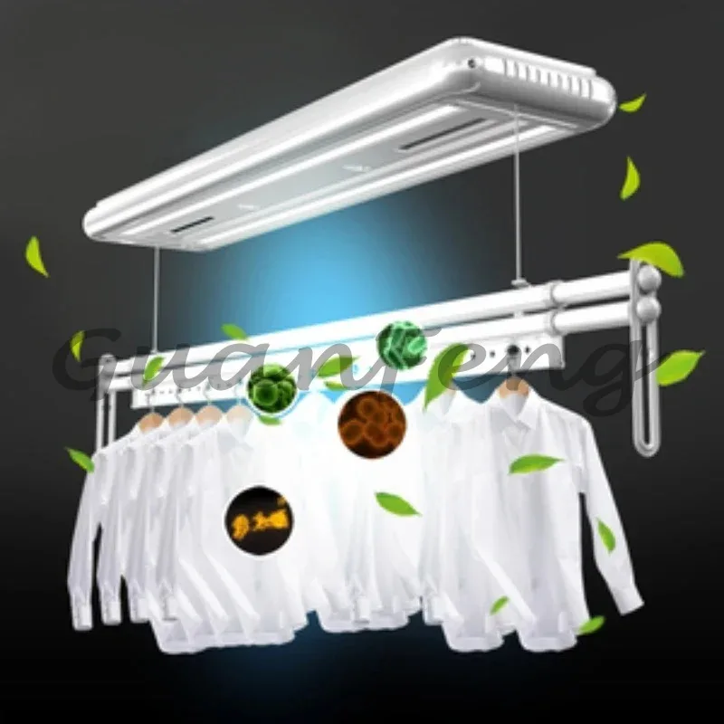 Electric clothes rack remote control lifting single pole telescopic small balcony house type floating window intelligent belt