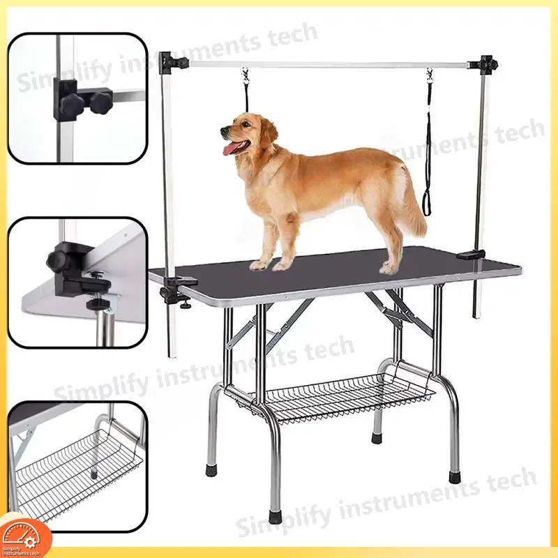 Portable Foldable Pet Grooming Station for Dogs and Cats Adjustable Height Pet Salon Equipment with Grooming Arm Secure