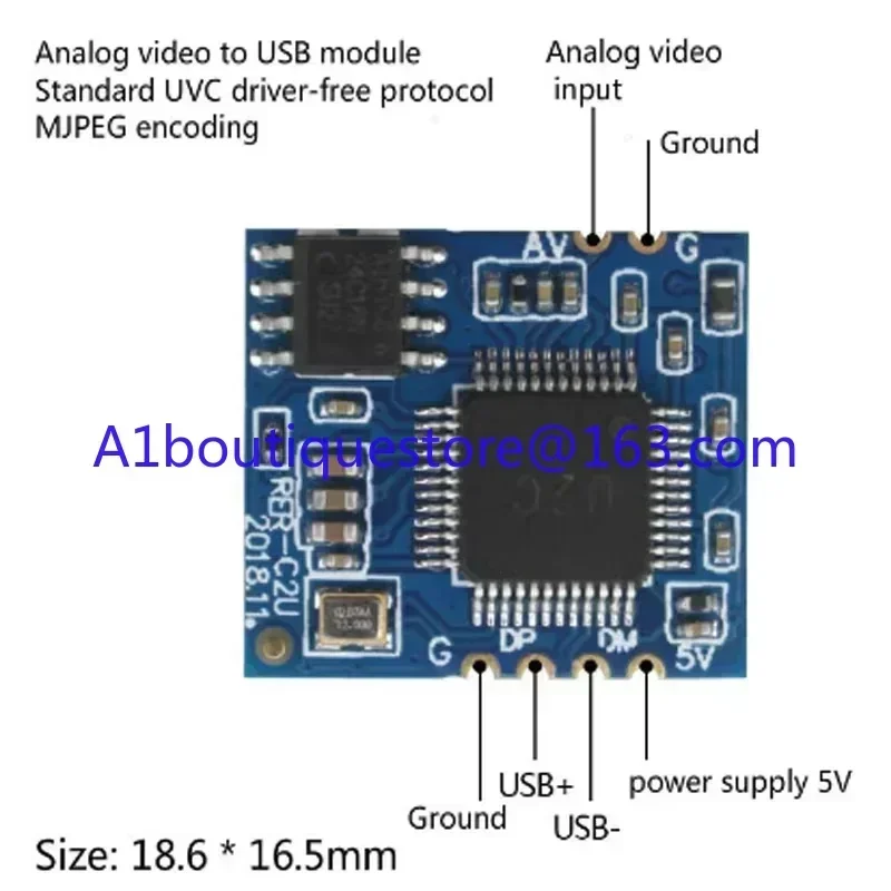 Analog AV Video to Digital USB Camera Module CVBS to USB Chip UVC Free Drive Android Linux