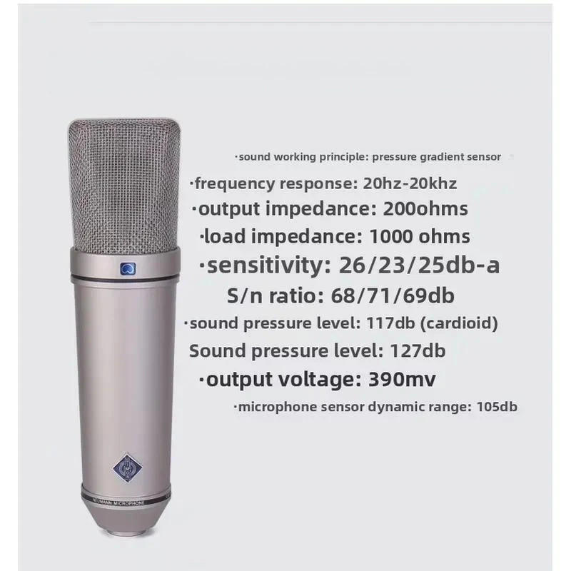 Large Diaphragm Dual Loop Condenser Microphone Metal Studio Recording Mic Professional Audio Equipment