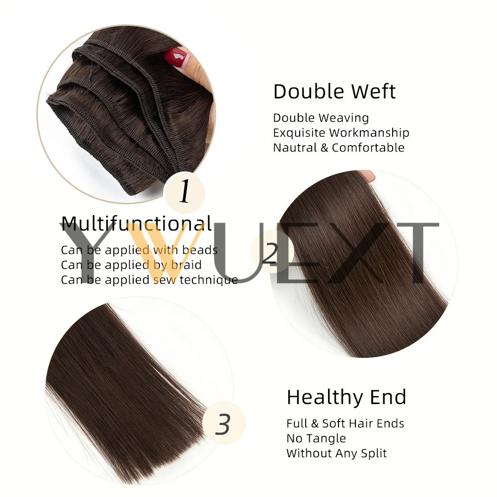 Human Hair Weft Extensions Straight 12