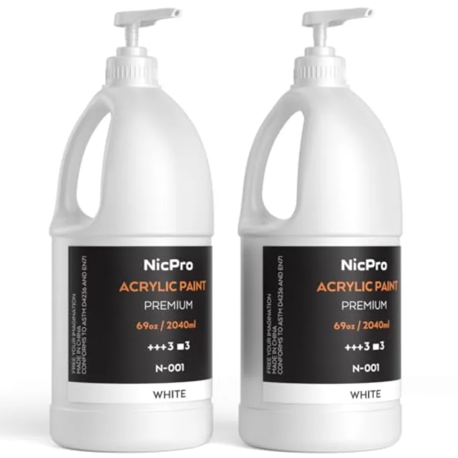 

2 Pack Large Acrylic Paint Set 69 oz, 2040 ml Rich Art Painting Supplies Non Toxic for Multi Surface, Canvas, Wood, Leather, Fa