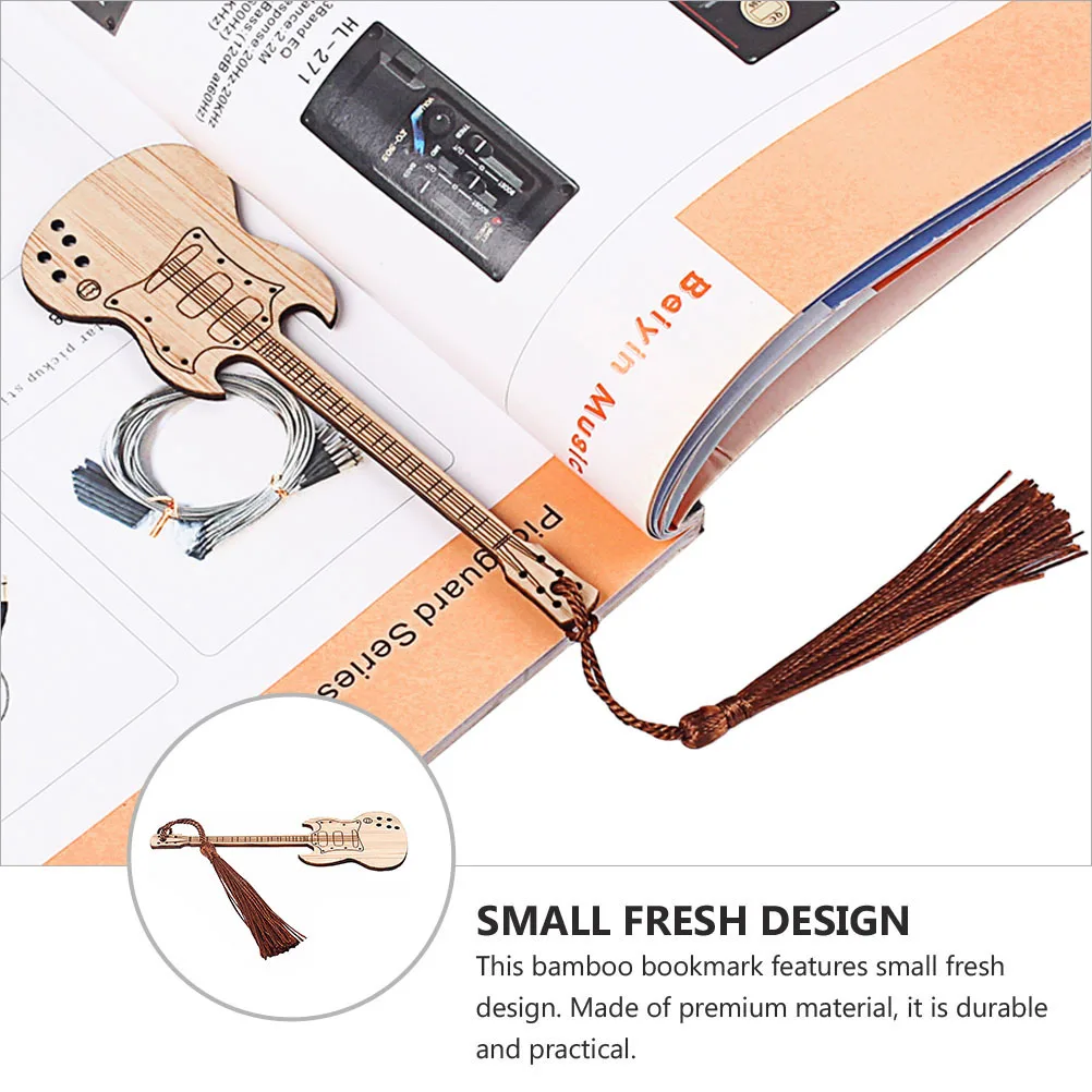 

Creative Guitar Shape Bamboo Bookmark Eco-Friendly Page-Marker for Book Decoration Perfect Gift for Readers Students