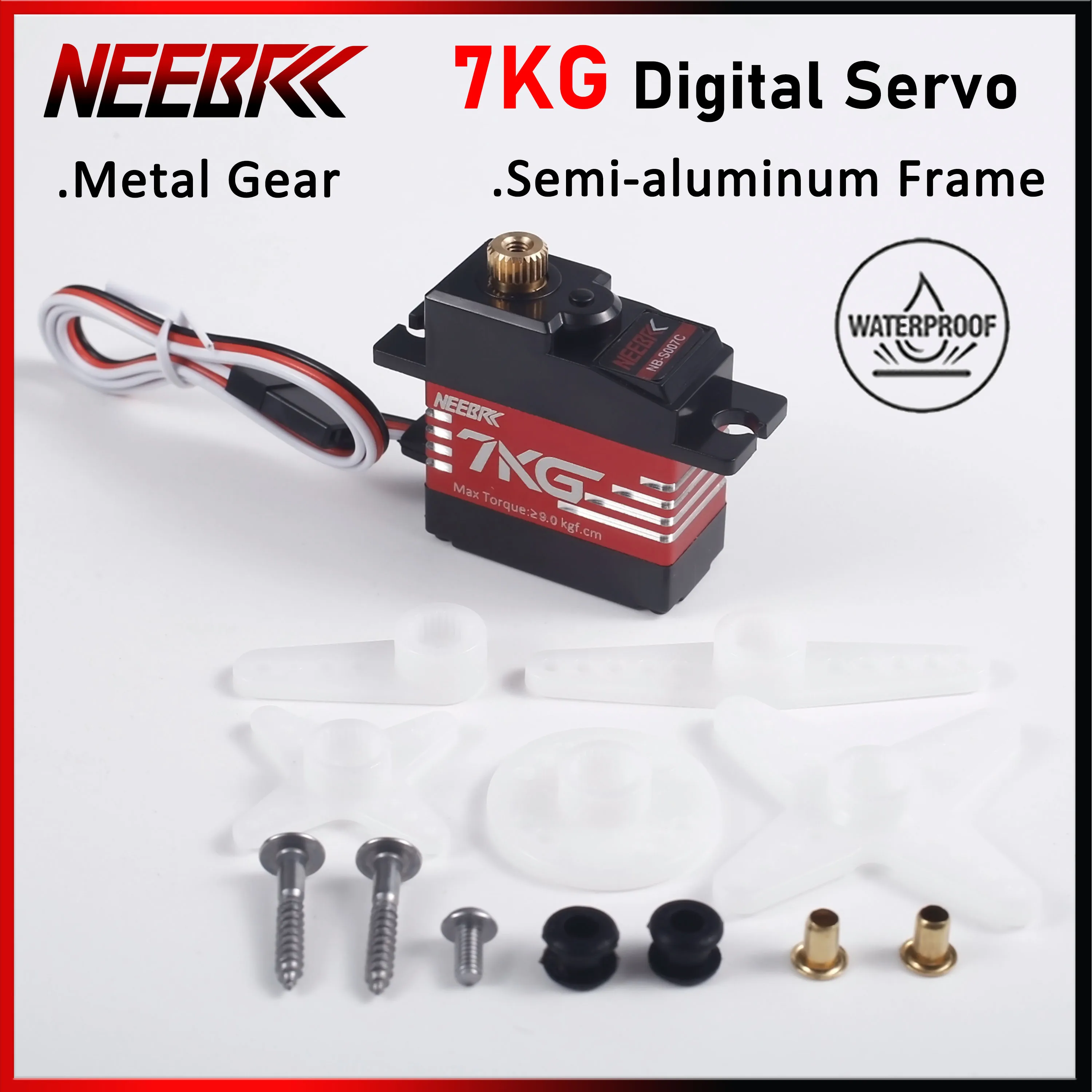 

NEEBRC 7KG 21G 17G Semi-aluminum Frame Servo Waterproof Digital Metal Gear Motor for 1/18 1/16 RC Car WLTOYS Boat Plane Robot