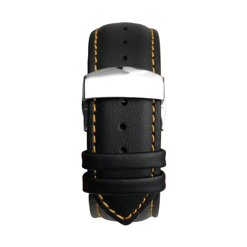 Maisitu 22 23 24mm gebogenes Ende Echt leder Armband für Tissot T035 Hamilton Huawei GT 2 Tudor Black Shield Kalbsleder Armband