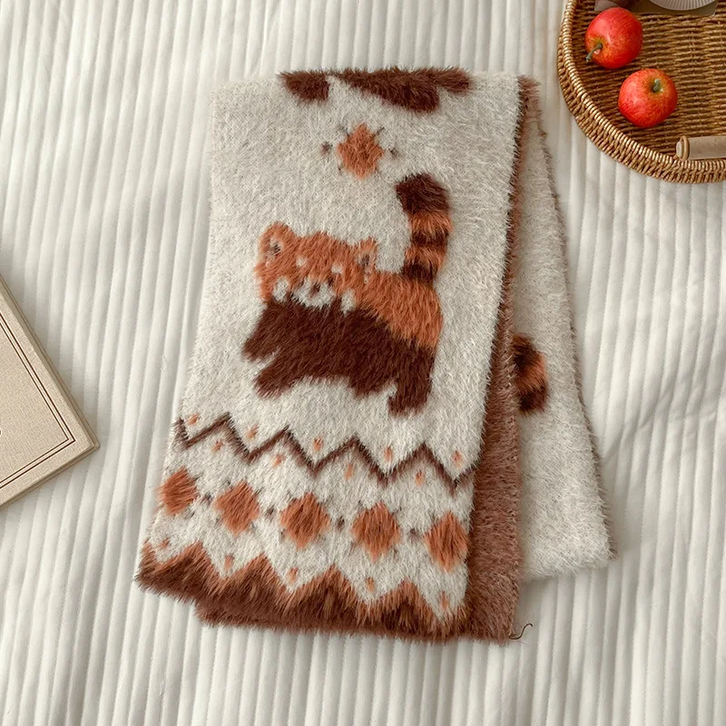 ﻿ لطيف لوليتا الكرتون الدب الصغير أفخم وشاح الخريف الشتاء سميكة الدافئة تنوعا وشاح للرقبة Y2k الفتيات الملحقات الدافئة ﻿