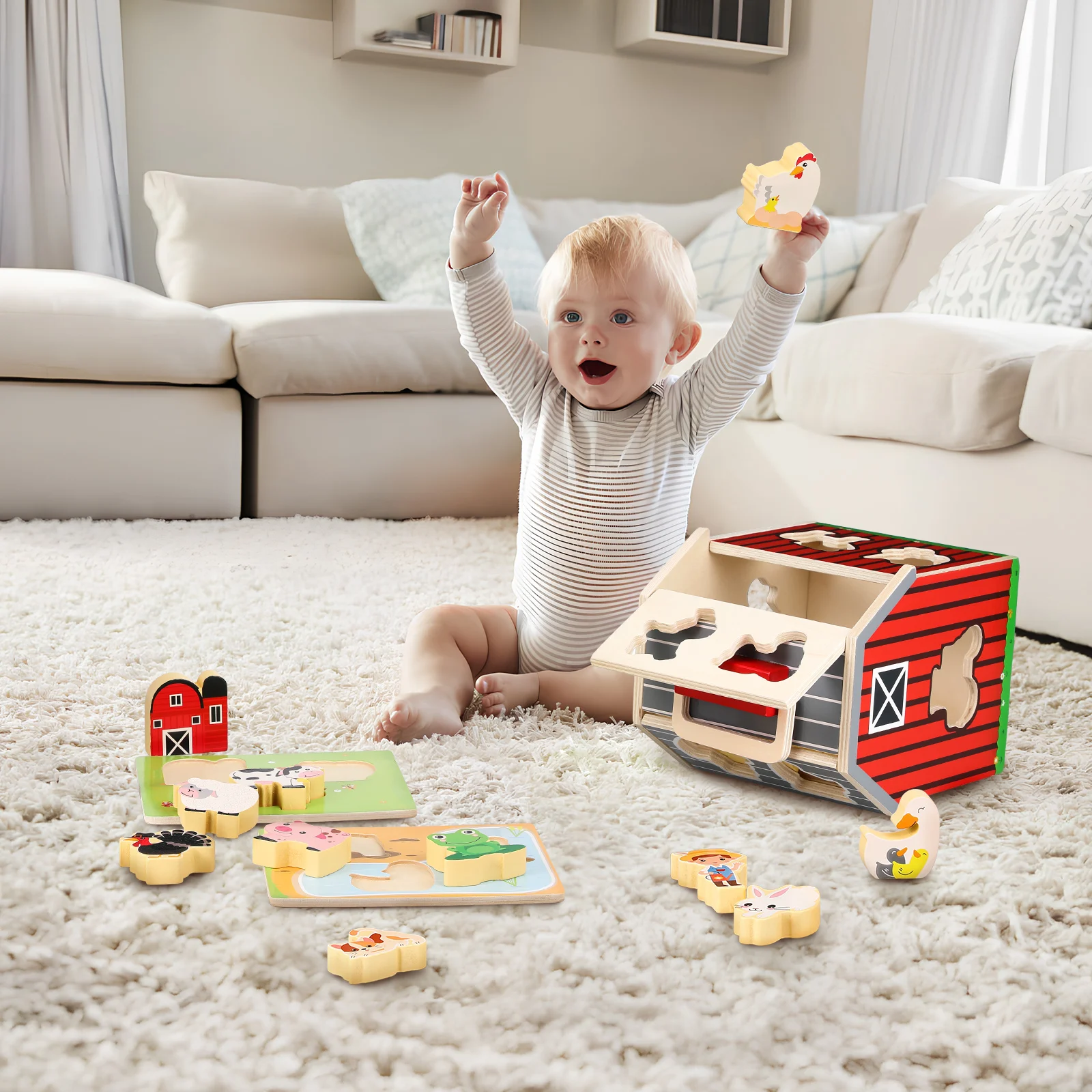 

1 Set Wooden Farm Animals Playset For Toddlers 2-5 Years Montessori Learning Kids Boys Girls Educational Animal Figures Stem