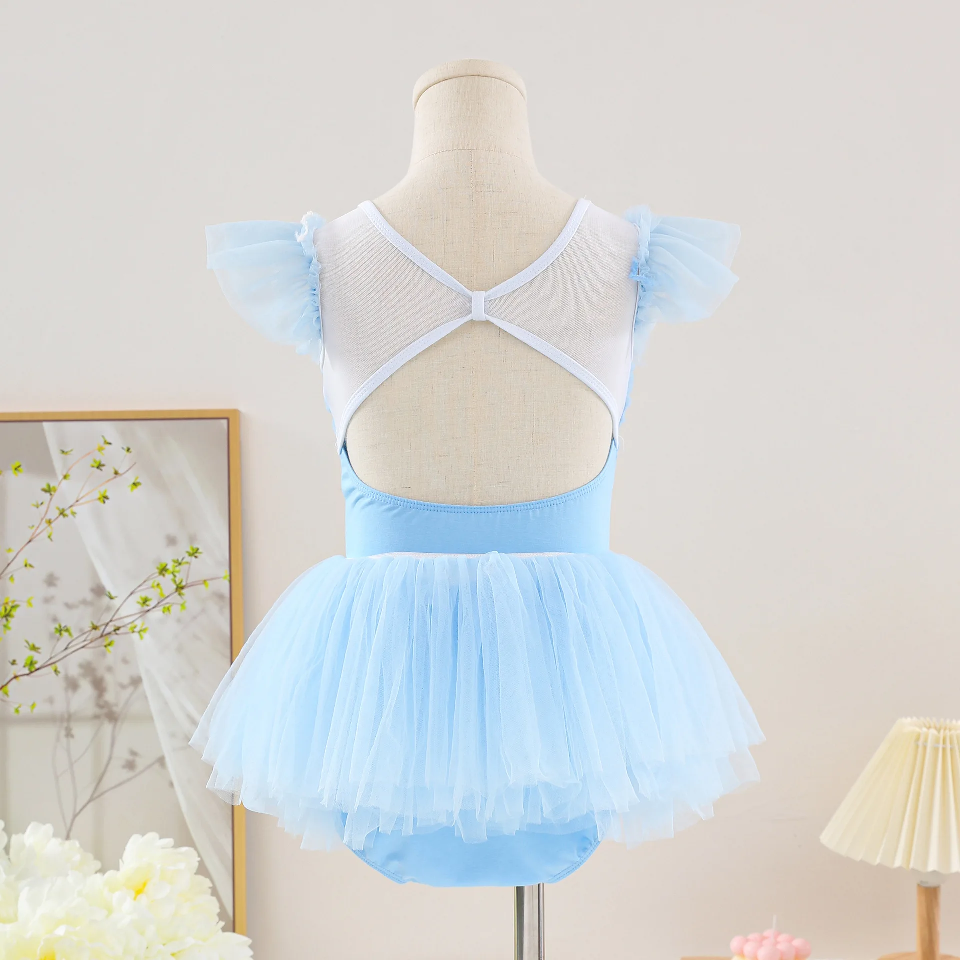 

Dance costume for children, summer girl, short sleeved girl, Chinese dance practice costume for young children, Princess Elsa