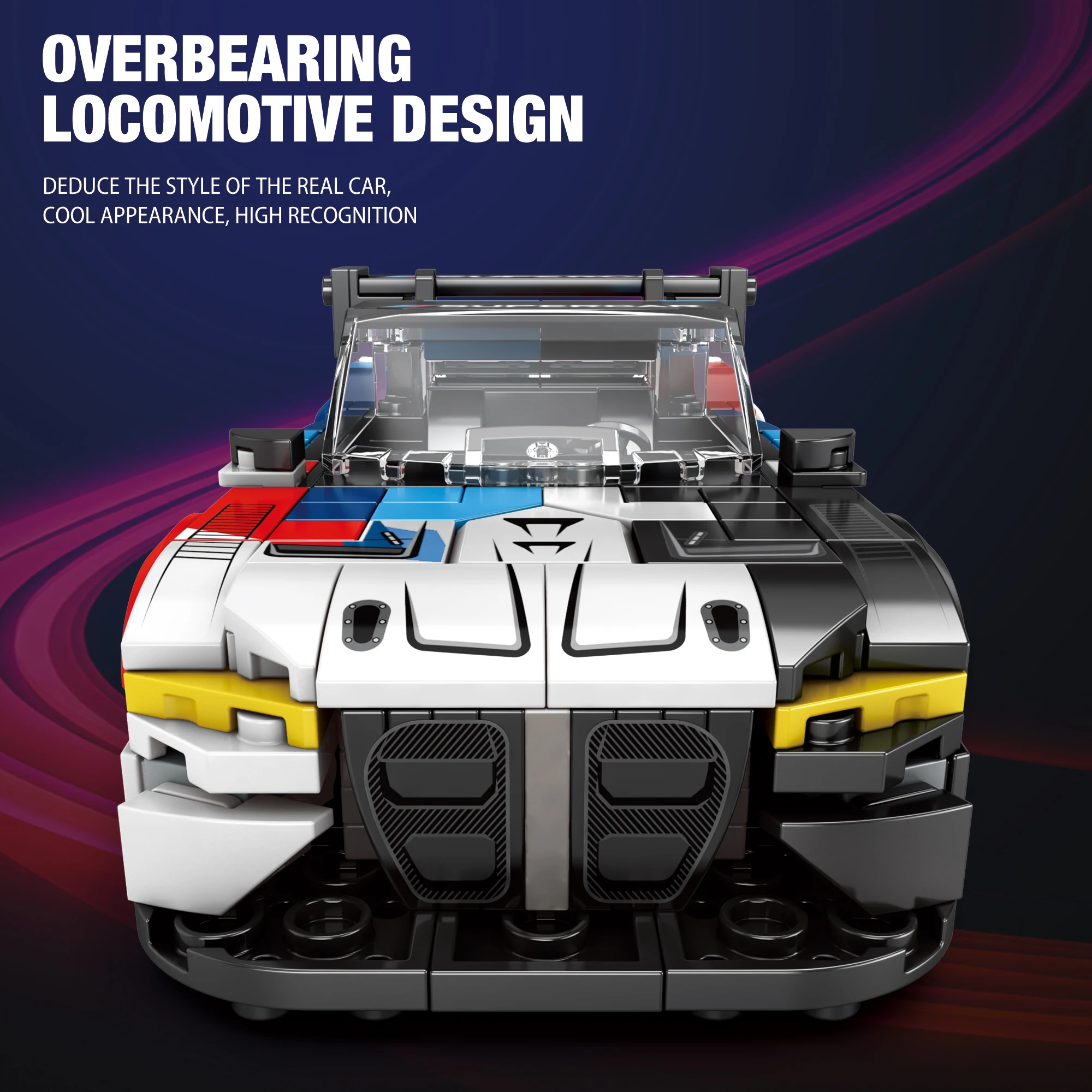 Conjunto de blocos de construção de carros de corrida M4 GT3, conjunto de carros modelo de exibição colecionável para construir, kits de construção de carros esportivos modelo legal (385 peças)