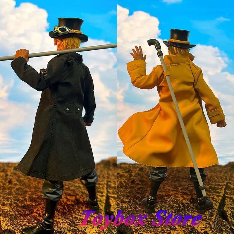 

Black Yellow 1/12 One Piece Anime Boy Sabo Long Windbreaker Coat Clothes Accessory Toys For 6" Shf Soldier Hobby Decoration