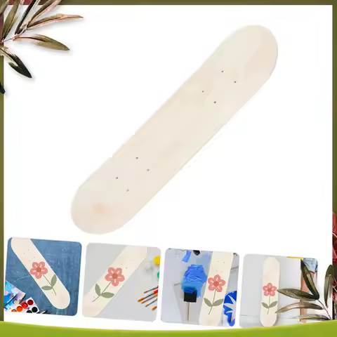 ABOU-Kids DIY Painting Skateboard - Wooden Longboard For Outdoor Sports, Children's Blank Graffiti Deck (No Wheels)