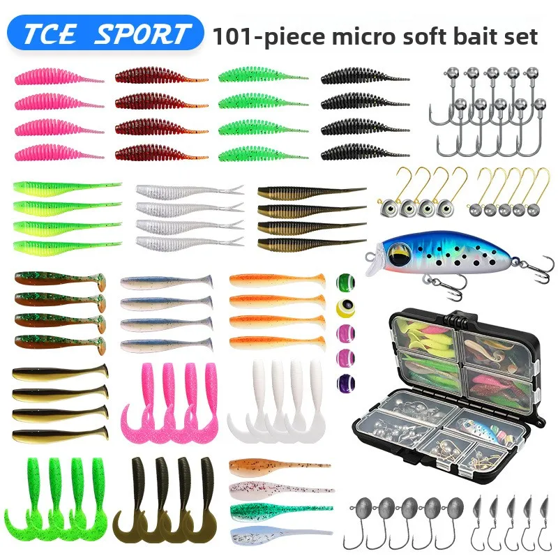

Набор для микроджиггинга 101Lure: оснастка Техас-риг с джиг-головками и изогнутыми крючками, мягкие приманки для рыбалки