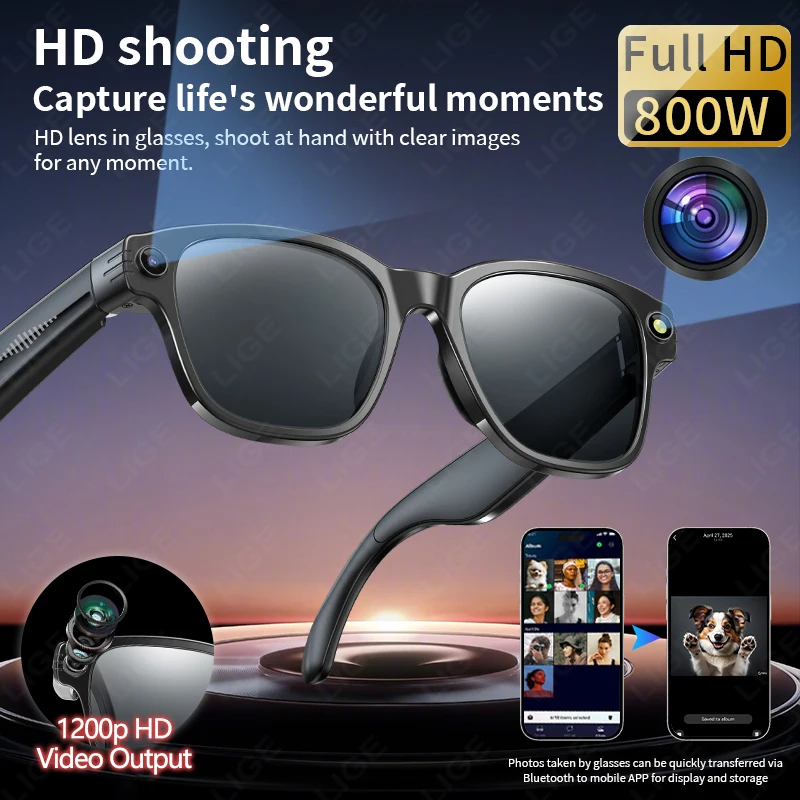 

Smart Glasses Camera Take Photo Video Record Real-time Translation Bluetooth Call Glasses Voice Assistant Play Music Sunglasses