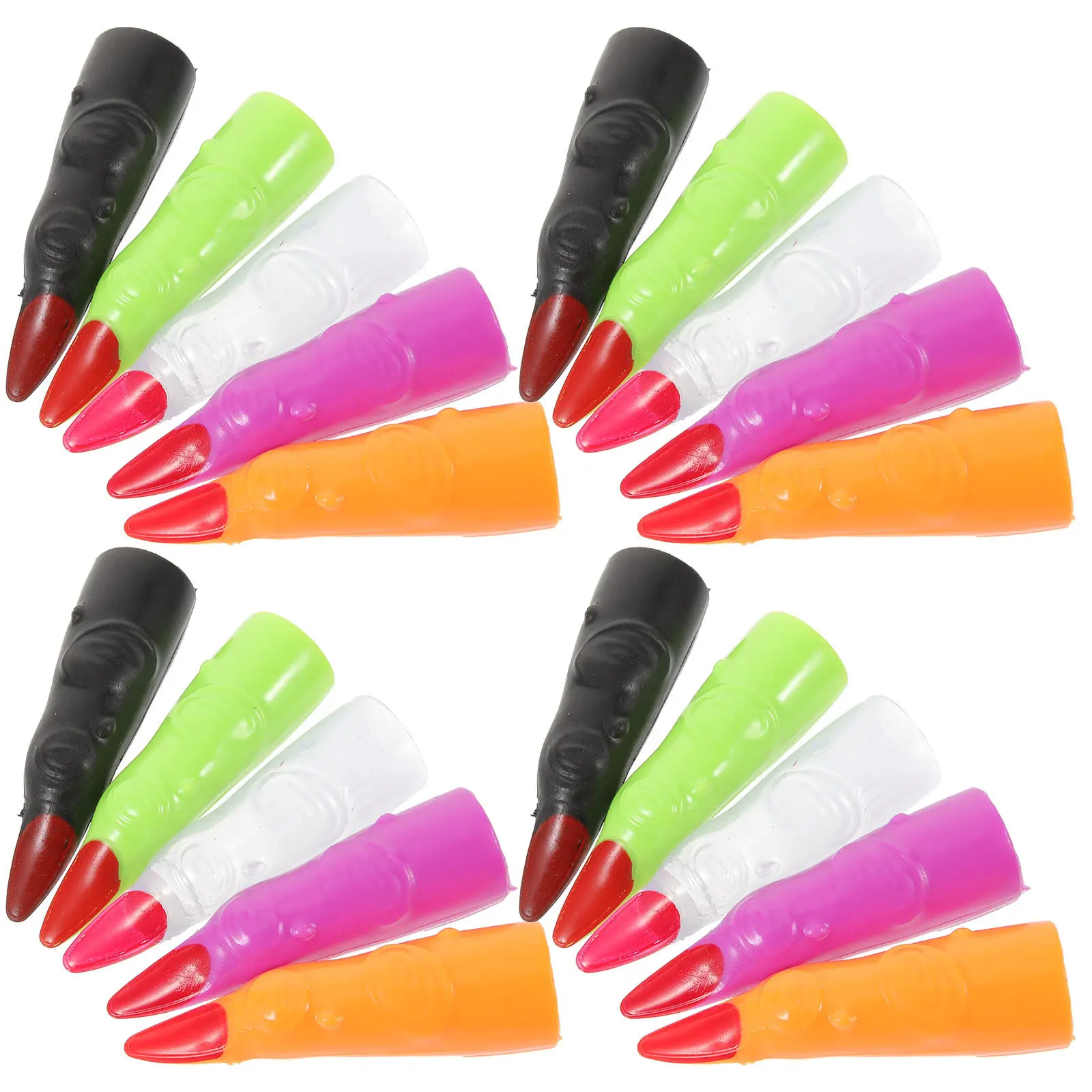 

30Pcs Colorful Witch Fake Fingers Halloween Prank Props Costume Nails for Cosplay Party Decoration Witch Fingers