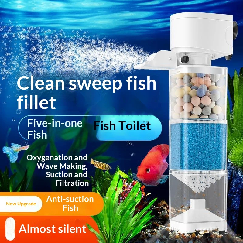 Pompe de filtration d'aquarium 6 en 1, silencieuse, submersible, avec aérateur d'air, filtre interne, pompe à eau, générateur de vagues pour aquarium, 220V