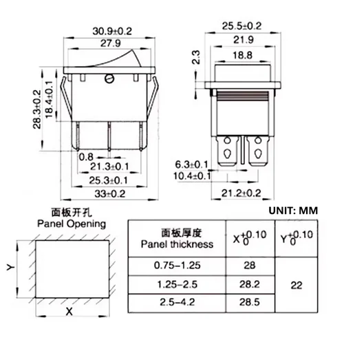Imagen 2 del producto 5/20 piezas interruptor basculante de enganche interruptor de alimentación E/S 4 pines 6 pines con luz 16A 250VAC 20A 125VAC KCD4 2 posiciones