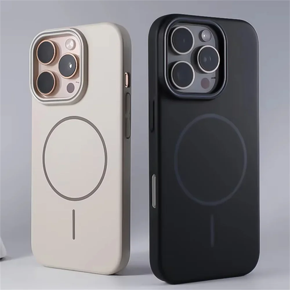 حافظة هاتف صلبة رفيعة للغاية لهاتف Magsafe لهاتف آيفون 16 15 14 13 12 11 Pro Max 17 Plus غطاء شحن لاسلكي غير لامع حافظة بسيطة
