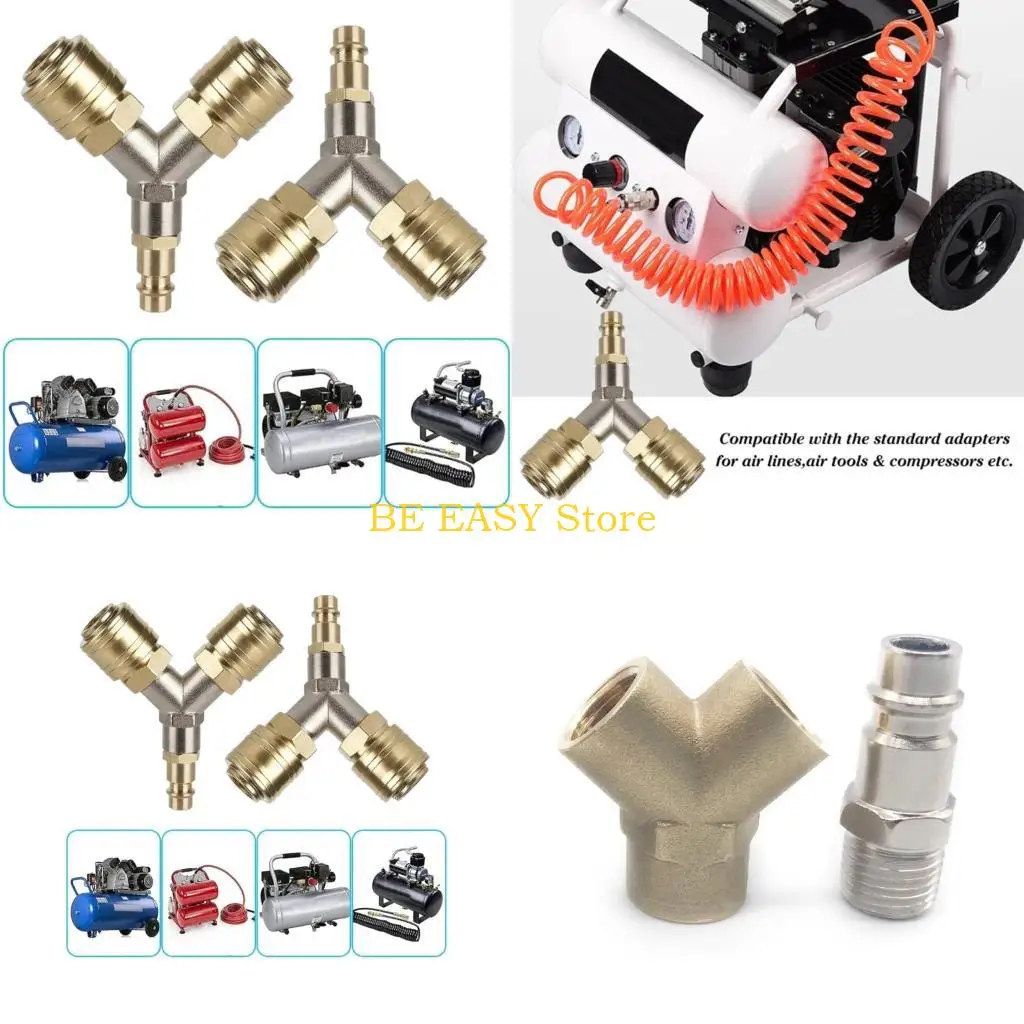 E28F Compressed Air Distributor with Two Compressed Air Couplings 1/4 Inch Thread Alloy Ready Assembled Immediate Use