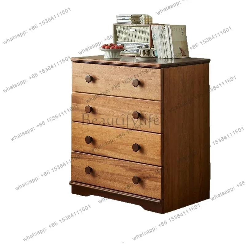 New medieval solid wood chest retro small apartment bedroom end of bed, storage cabinet