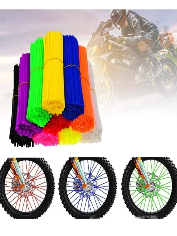AliExpress NONE 72PCS 11 Colors Universal Dirt Bike Spoke Covers Motorcycle Wheel Rim Spoke Wrap Kit Skins Protector Cover for Motocross Bicycle