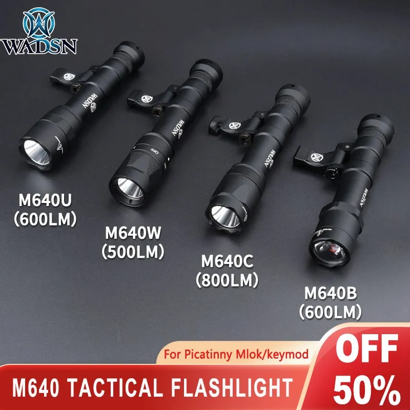 

WADSN M640 Tactical Flashlight M640B M640W M640C M640U M640V Airsoft Scout Light Rifle Weapon Light Mlok Keymod Fit 20mm Rail