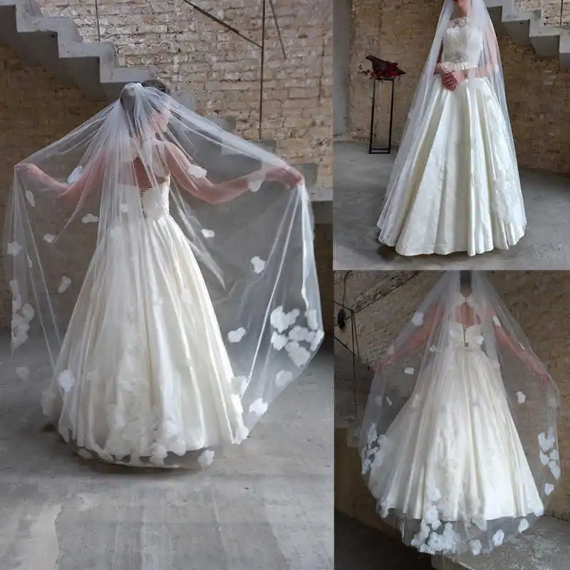 

Romantic Bridal Veil Waltz Length One Layer Lace Appliques With Comb Customized Wedding Accessories Velo De Cabeza