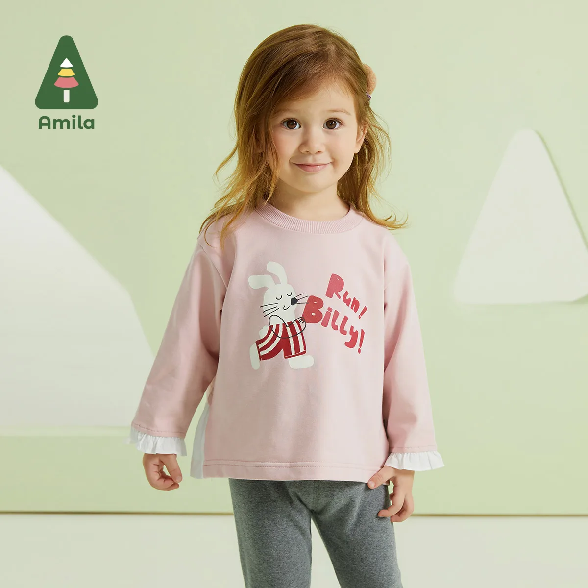 

Amila Baby Girls Clothing Sets 2023 Spring New Rabbit Cartoon Spliced Ruffles Kids Cotton Sweet Outfit Children Clothes Suit