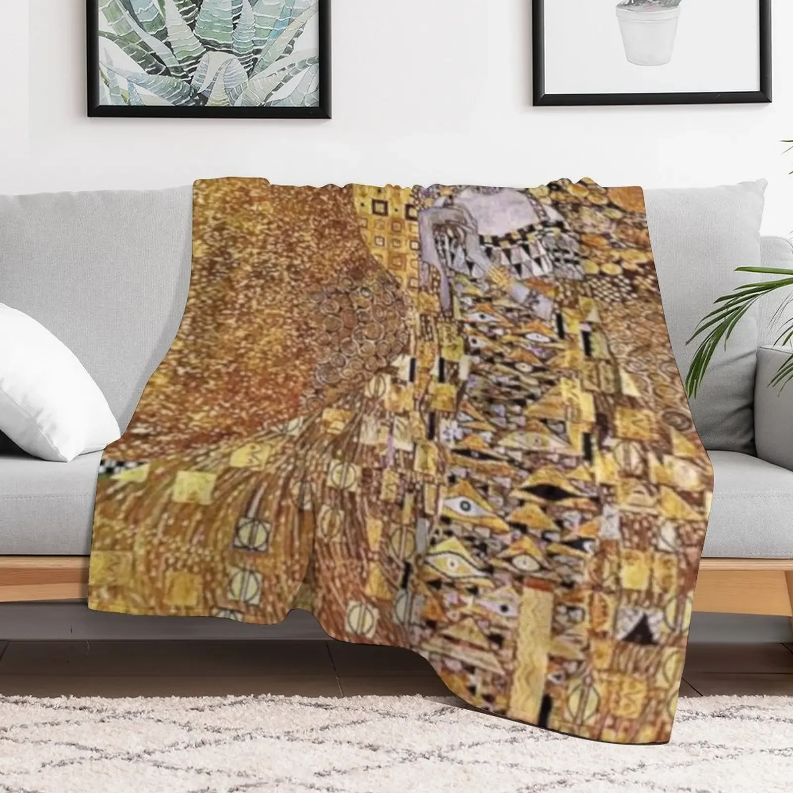 Gustav Klimt| Portrait of Adele Bloch Bauer I | Art Nouveau Throw Blanket Portable Lightweight Blanket for Travel Camping