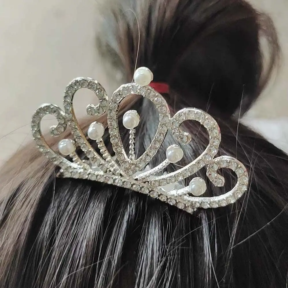 Moda pérola cristal coroa pente de cabelo borboleta flor crianças tiara bandana presilhas estrela strass grampos de cabelo diariamente