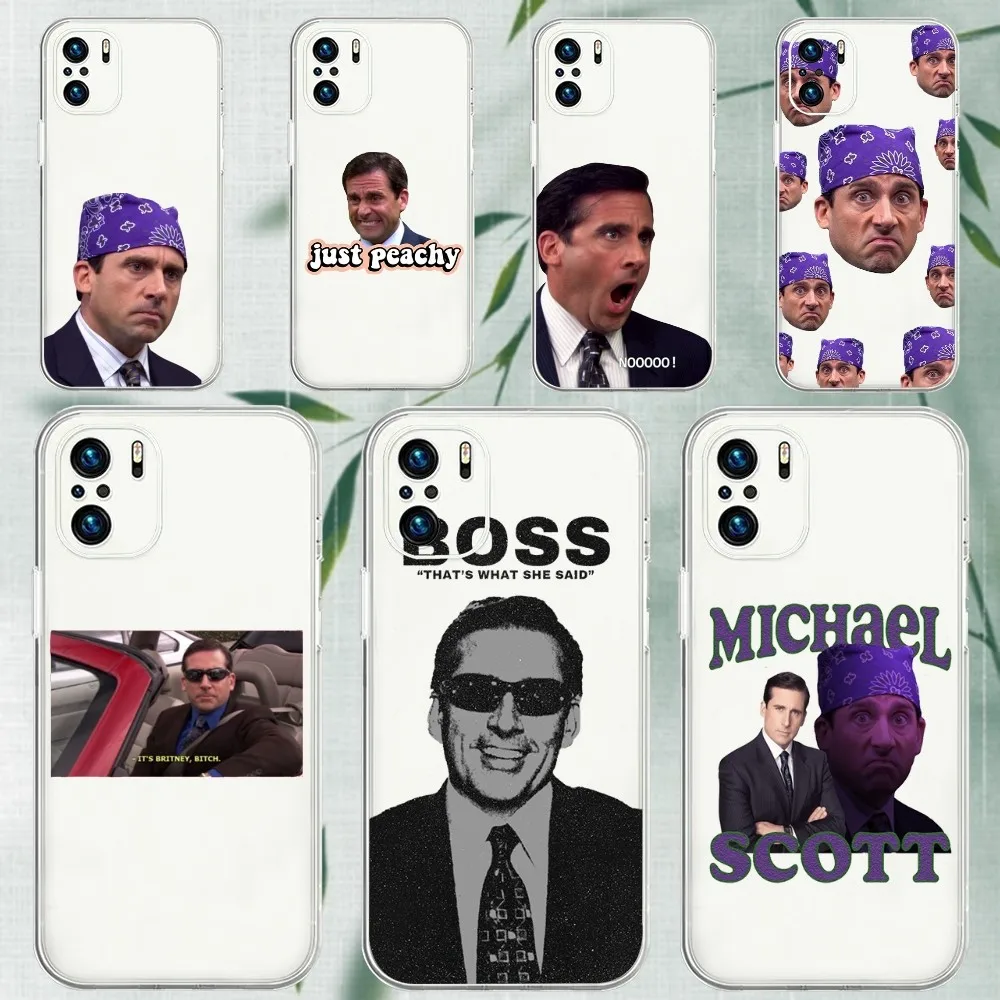 Michael Scott The Office Humor Phone Case For Xiaomi 11 Redmi Note 11 5G 8T 9A 9 10T Note8Pro Note9 12SUltra Transparent Case