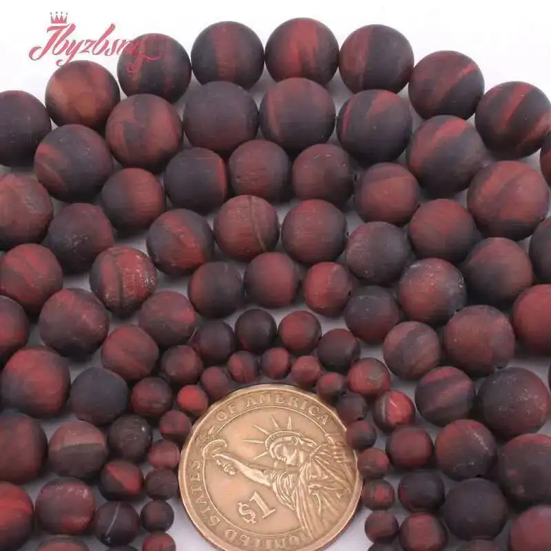 

Red Tiger Eye Loose Beads ,4/6/8/10mm Round Frost Natural Stone Beads Strand 15 inch for DIY Bracelet Necklace Jewelry Making