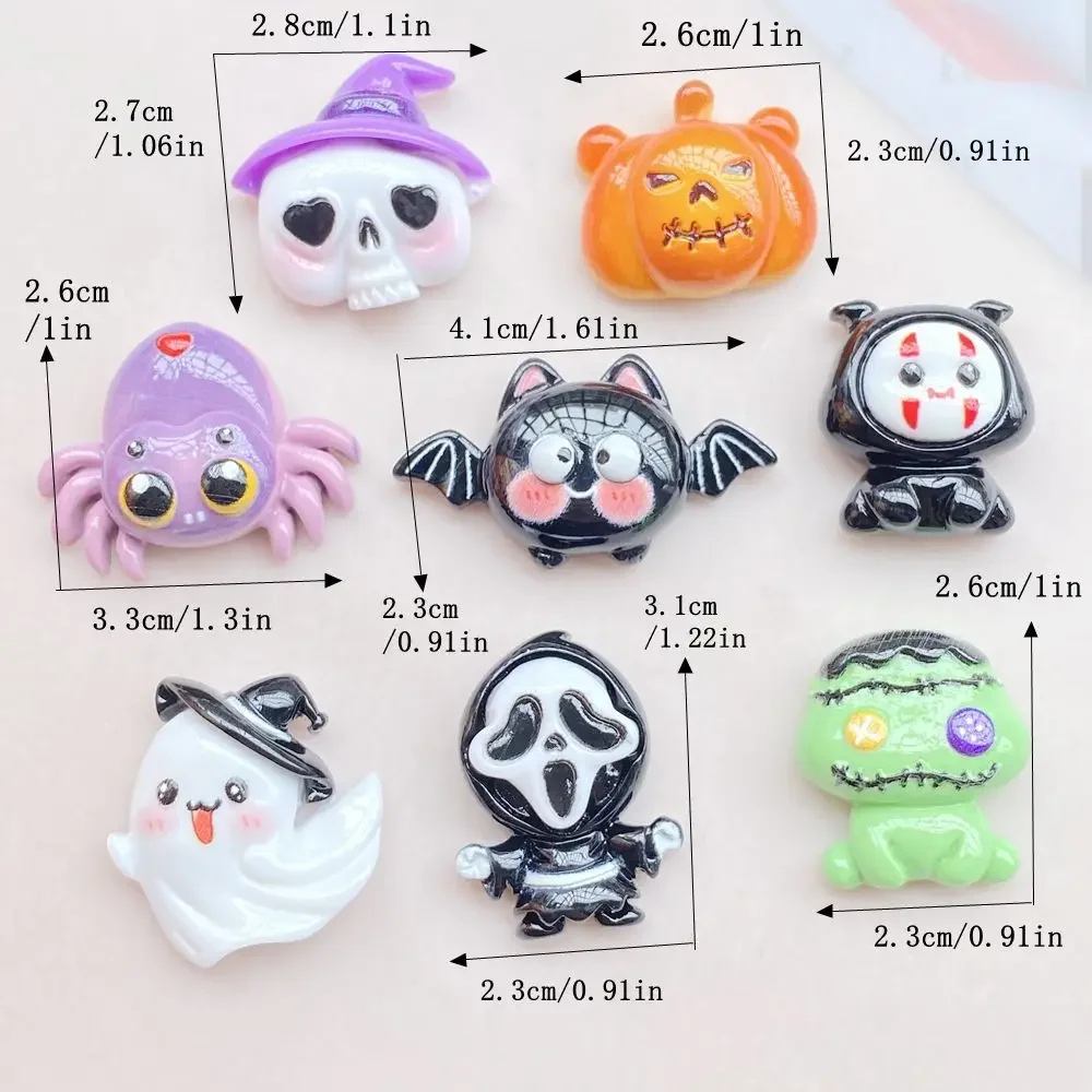 10PCS Resin Cartoon Halloween green ghosts, bats, skeletons Flat Back Home Decor DIY Scrapbook Crafts Jewelry Accessories