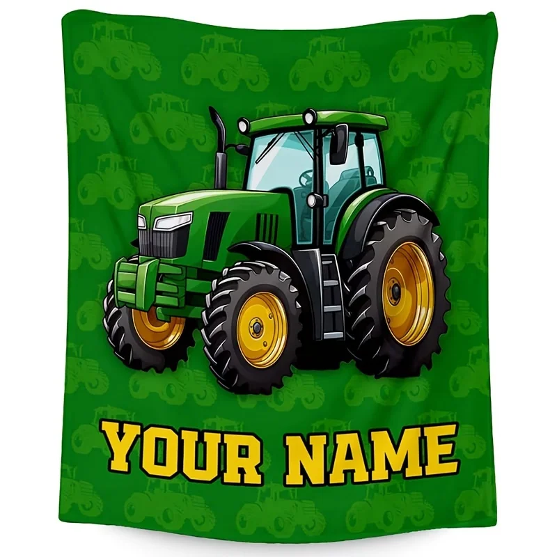 Green tractor blanket, customizable for movie nights, office trips, or sofas! There are 4 sizes to choose