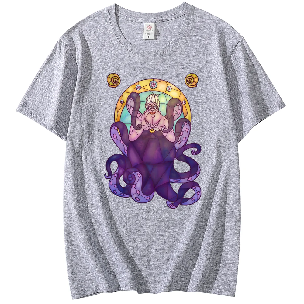 Disney The Little Mermaid Ursula print T-shirt Leisure Sports Street Harajuku Couple Student T-shirt