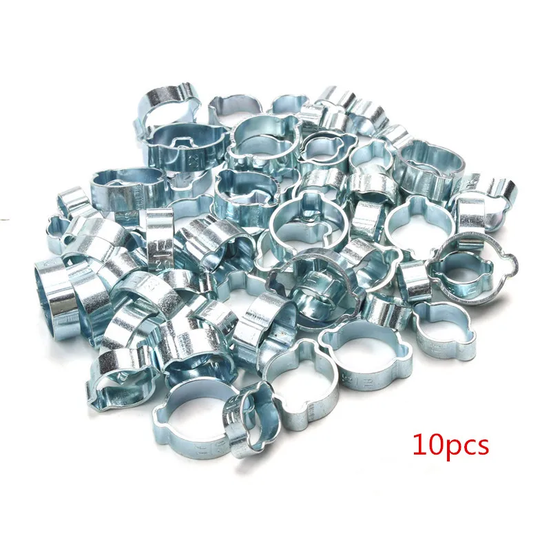 10pcs 5-20mm Double Ears Hose Clamps Worm Drive Fuel Water Hose Pipe Clamps Clips Hose Fuel Clamps Rings