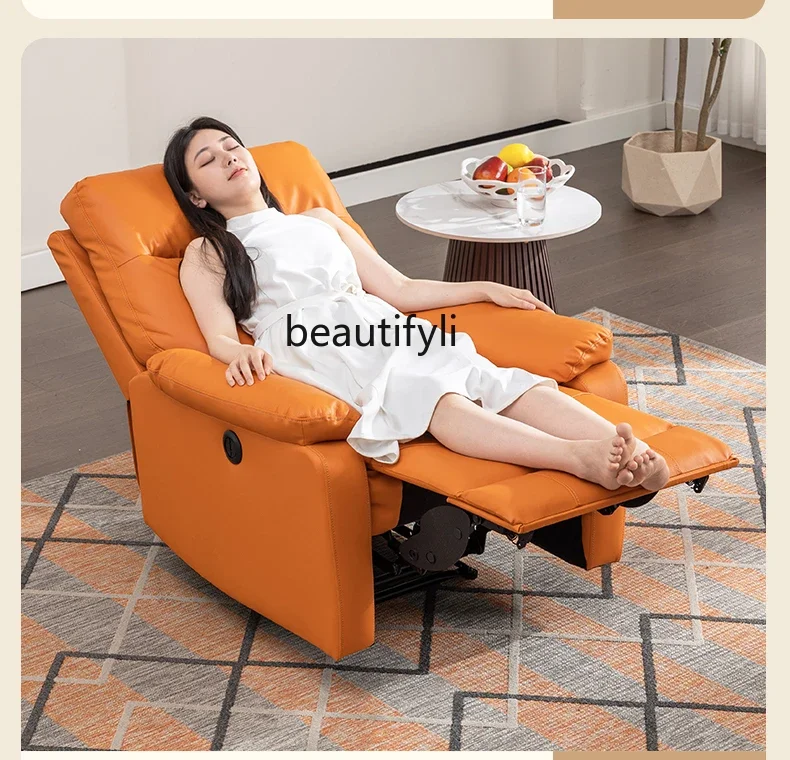 

Single First-Layer Cow Leather Electric Sofa Function Lazy Living Room Balcony Space Capsule Computer Recliner