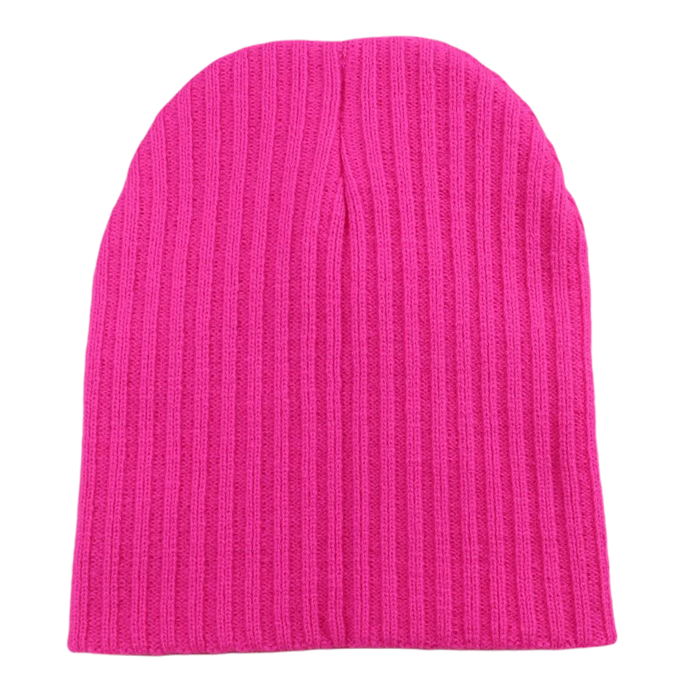 Fashion Neon Yellow Stripes Knit Cap for Men Plain Beanie Women's Skullies Autumn Winter Hats Purple Black Hot Pink