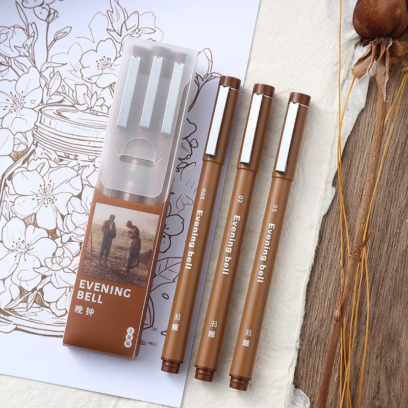 Waterproof Ink Brown Micron Neelde Drawing Pen Pigment Fine Line Markers Pen For Hand-Paint Anime Coloring Book Art Supplies