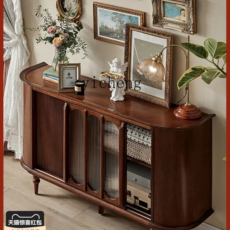 

ZZ ZC Solid Wood Side Cabinet Dining Side Retro Living Room Storage Chest of Drawers Modern Restaurant Wine Cabinet