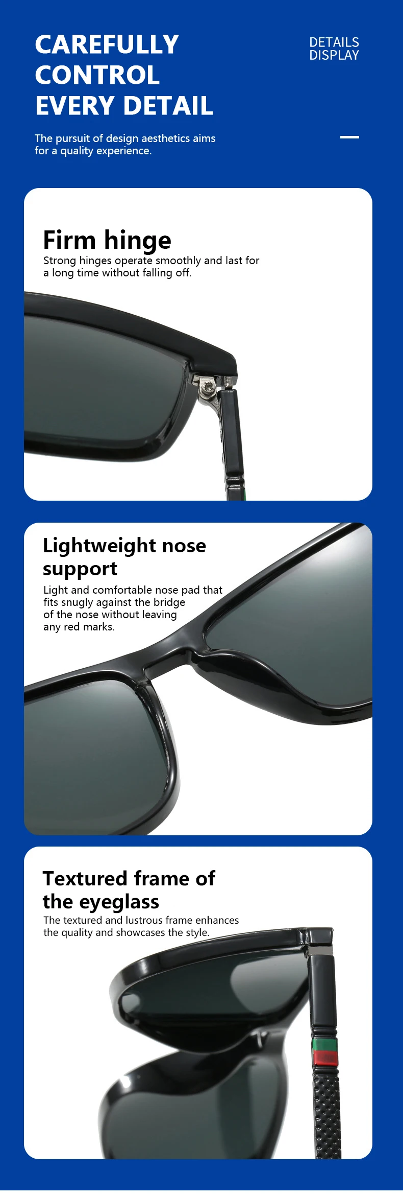 Mjyiwang Herren-Sonnenbrille, matt, quadratisch, polarisiert, UV400, blaue Spiegellinse, blendfrei, für Autofahren, Angeln, Reisen, Outdoor-Brillen – Detail 5