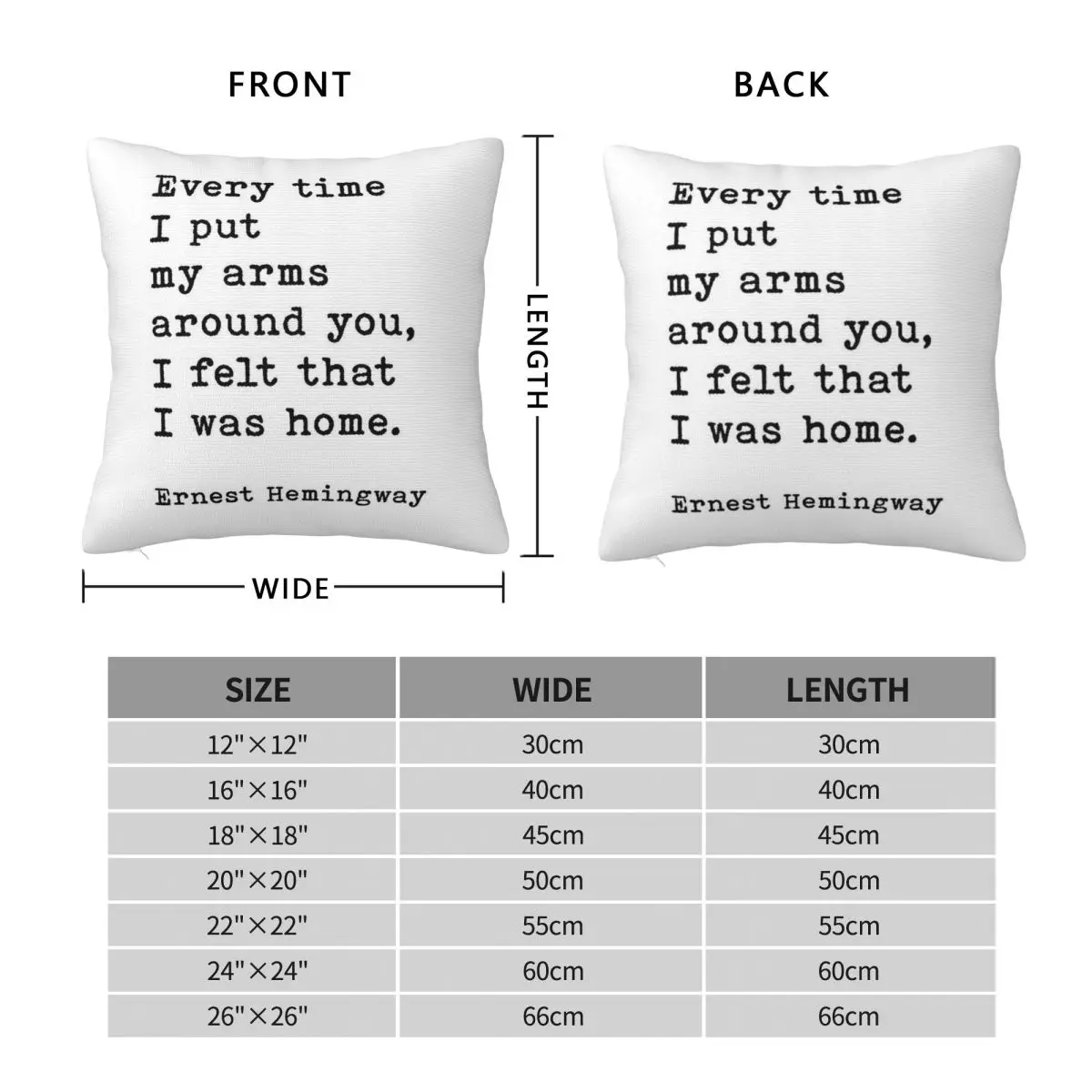 Ernest Hemingway I Felt That I Was Home Square Pillowcase Polyester Linen Velvet Printed Zip Pillow Case Home Cushion Case 45x45