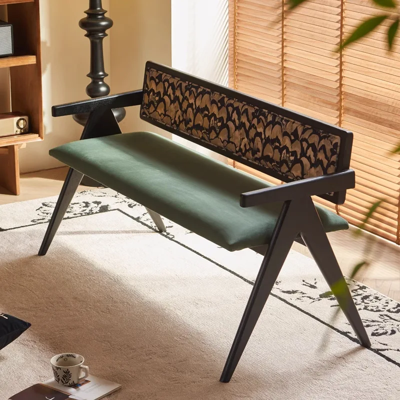 

Antique solid wood bench designer retro style home dining stool simple home shoe changing stool