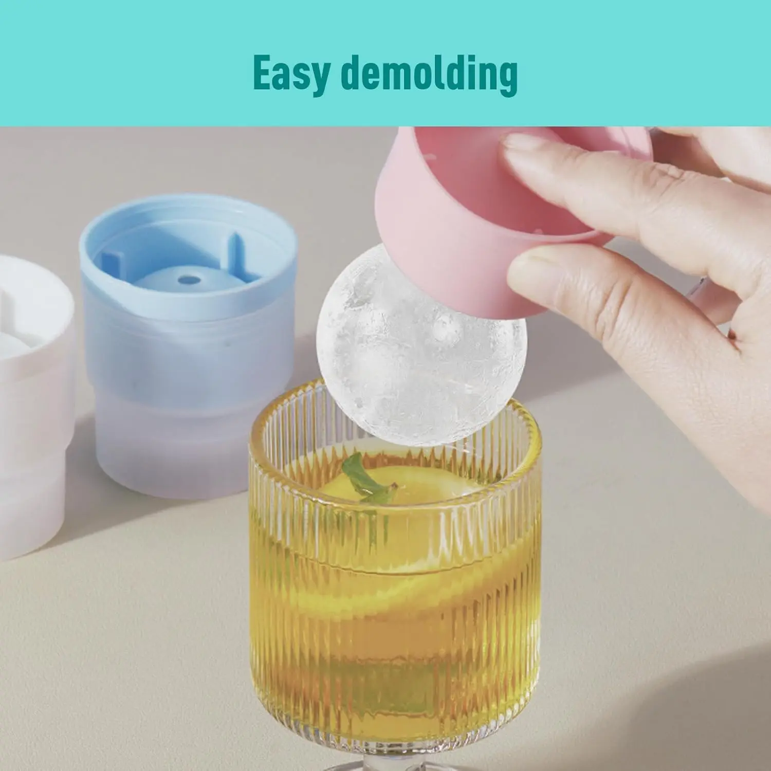 6PCS Silicone Ice Maker Food Grade Sphere Ice Mold Stackable Slow Melting DIY Ice Ball For Cocktail Whiskey Drink Home Bar