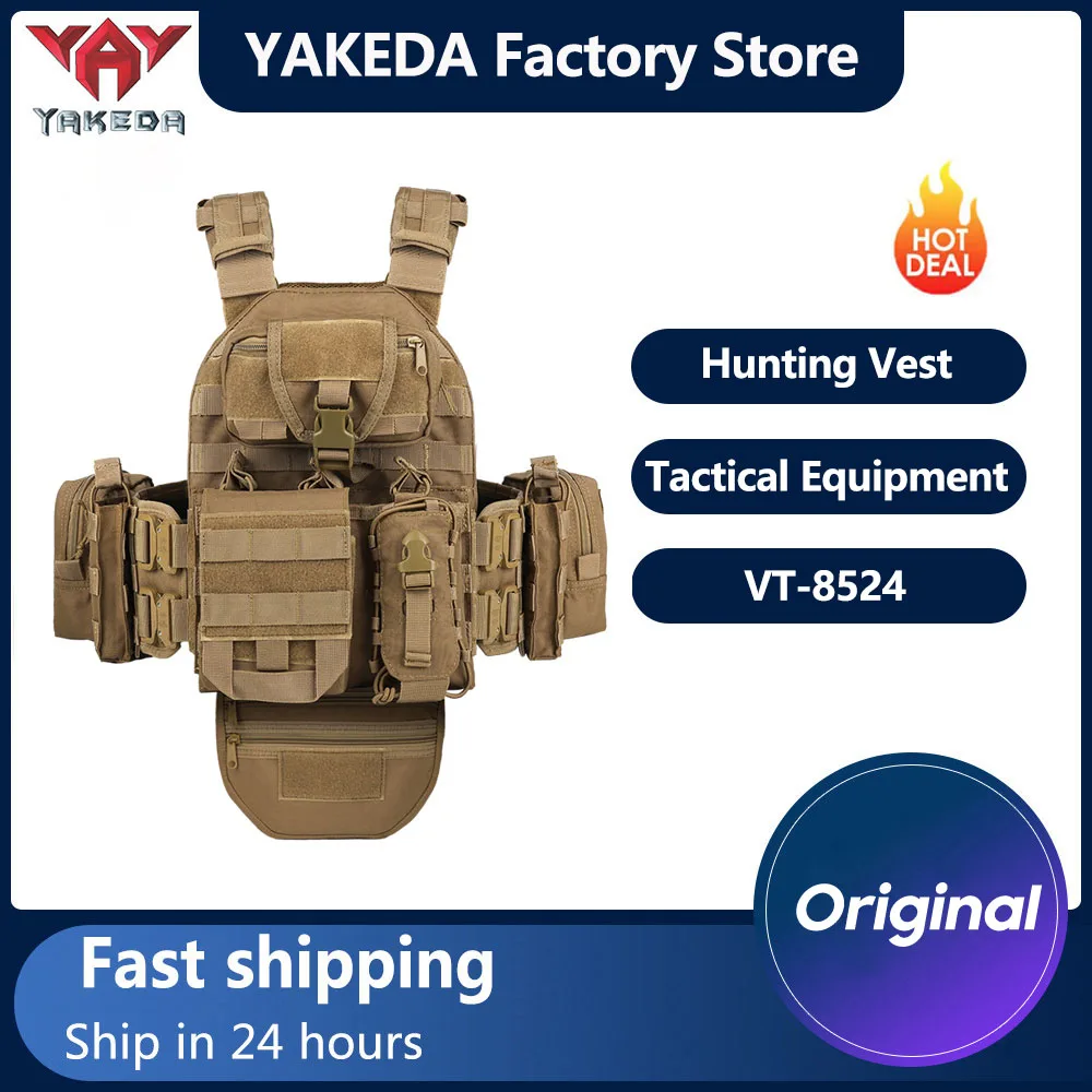 

YAKEDA Tactical Vest 1000D Polyester Multifunctional MOLLE Tactical Vest Wear-resistant and Breathable Outdoor Tactical Vest