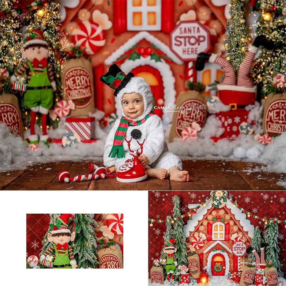 Xmas Sweet Shack Backdrops Kids Baby Birthday Photocall Family Photo Winter House Outside Backgrounds