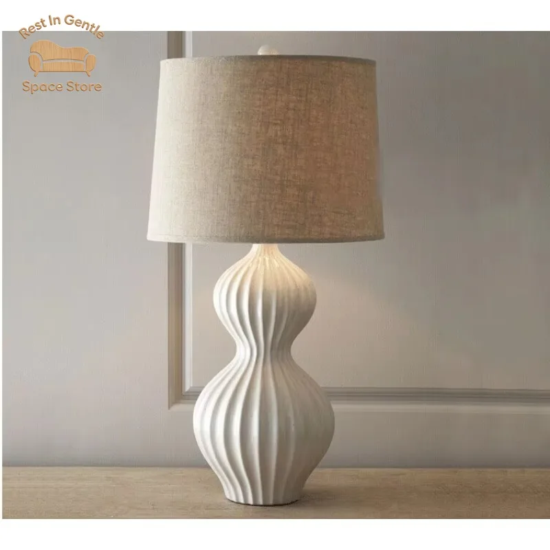 MK same American country bedroom, ceramic table lamp Nordic bedside living room study bedroom ceramic gourd table lamp