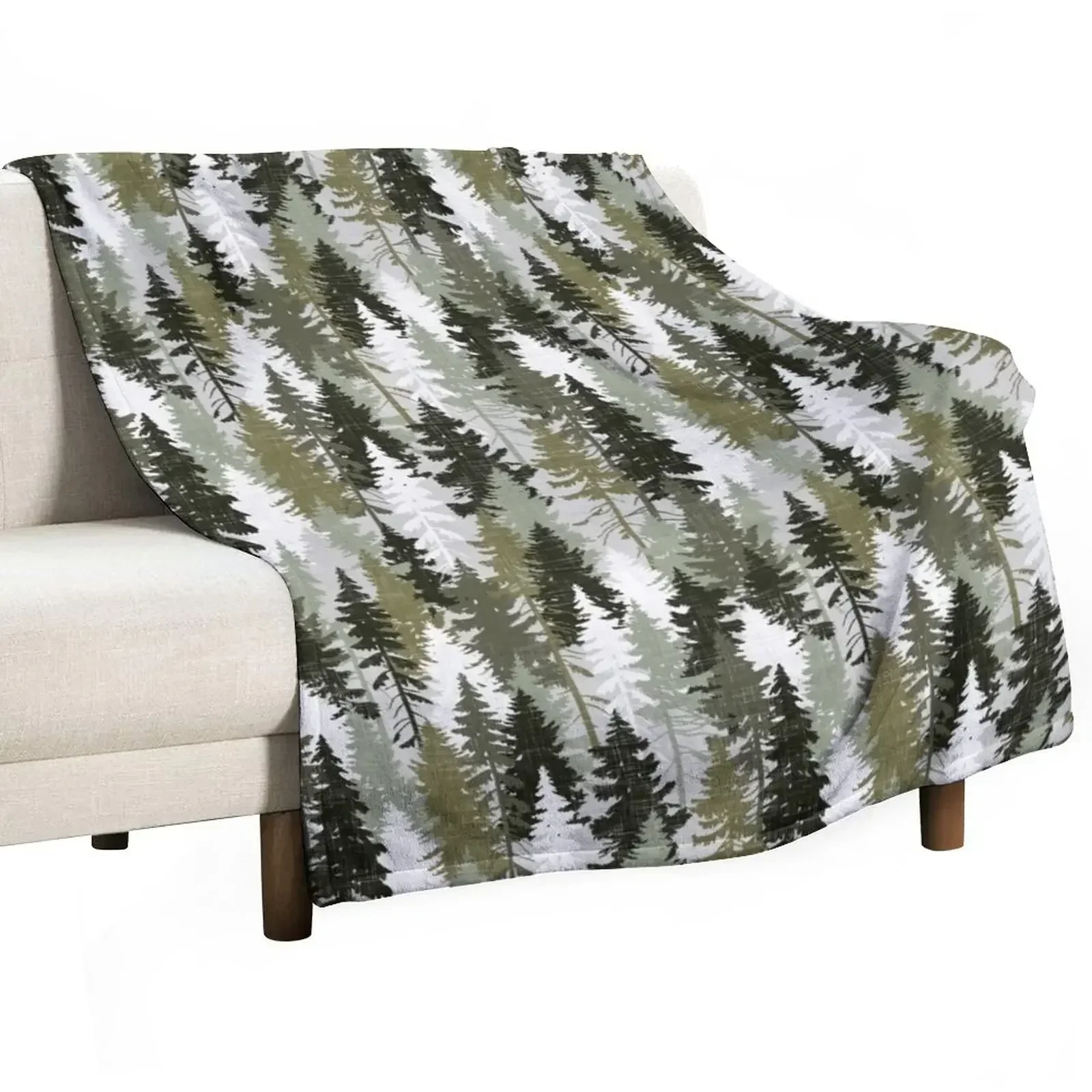 

Pine Tree Forest / Olive Throw Blanket Soft Plush Plaid Sofa Throw Blankets