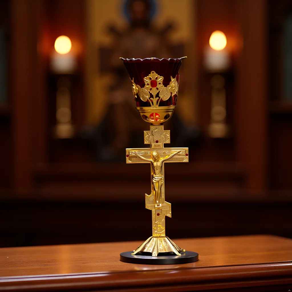 New Orthodox Church Candlestick Jesus Crucifix Chalice Gold Plated Jesus Cross  Church Mass Eucharist Supplies Church Chalice