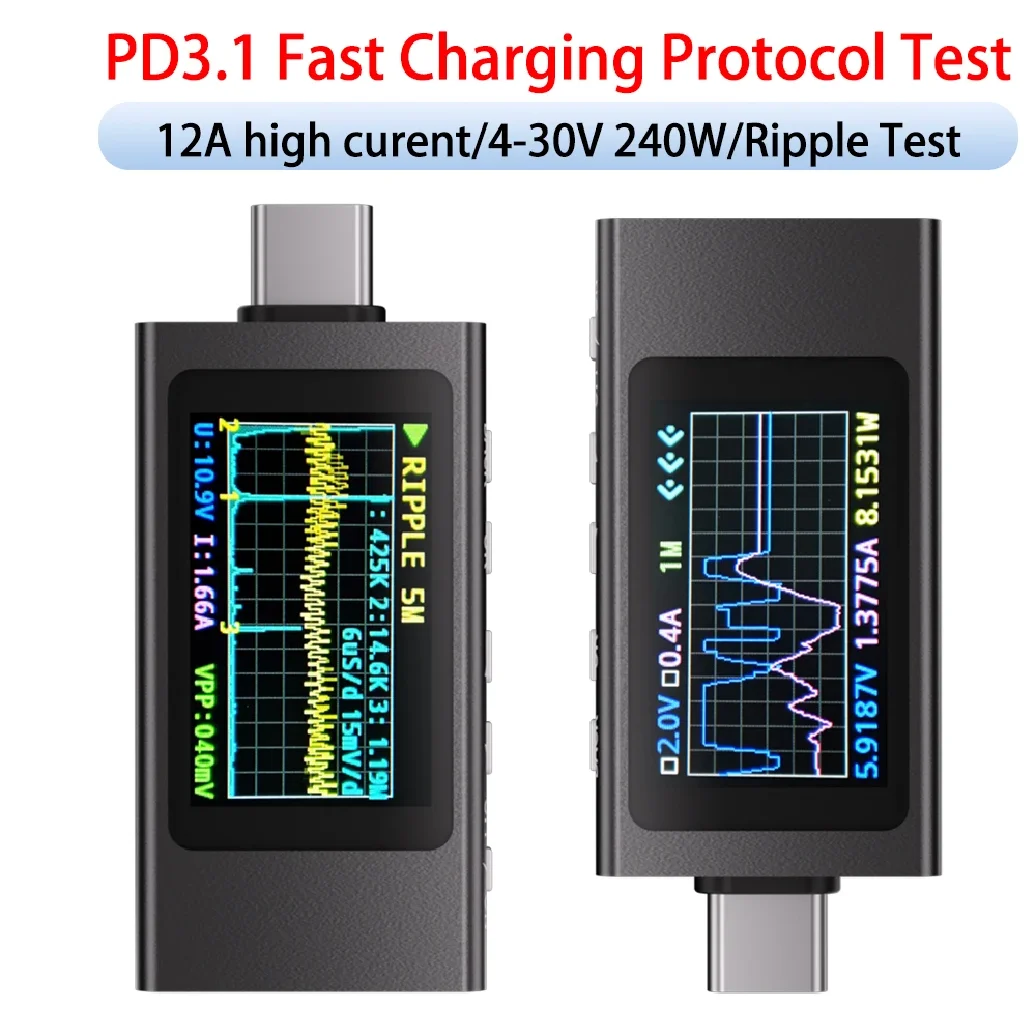 

KWS-X1 Type-C Tester PD3.1 Fast Charging Protocol Test PDE-Marker Ripple Measurement PD QC Power Meter Voltage Current Meter